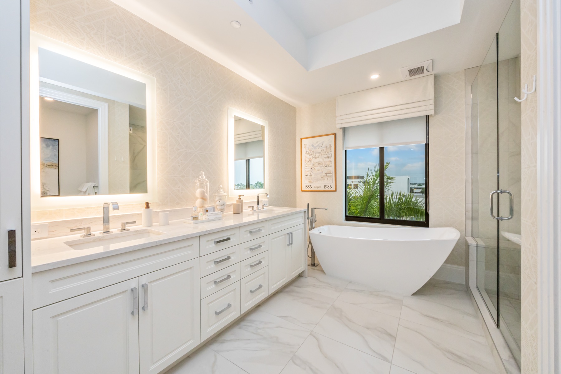 Primary bathroom with custom cabinetry